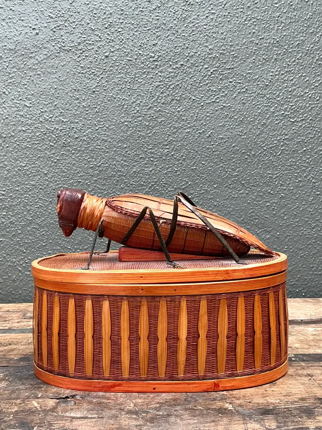 Vintage Shanghai Weave Woven Rattan Bug Box — additional photo 6
