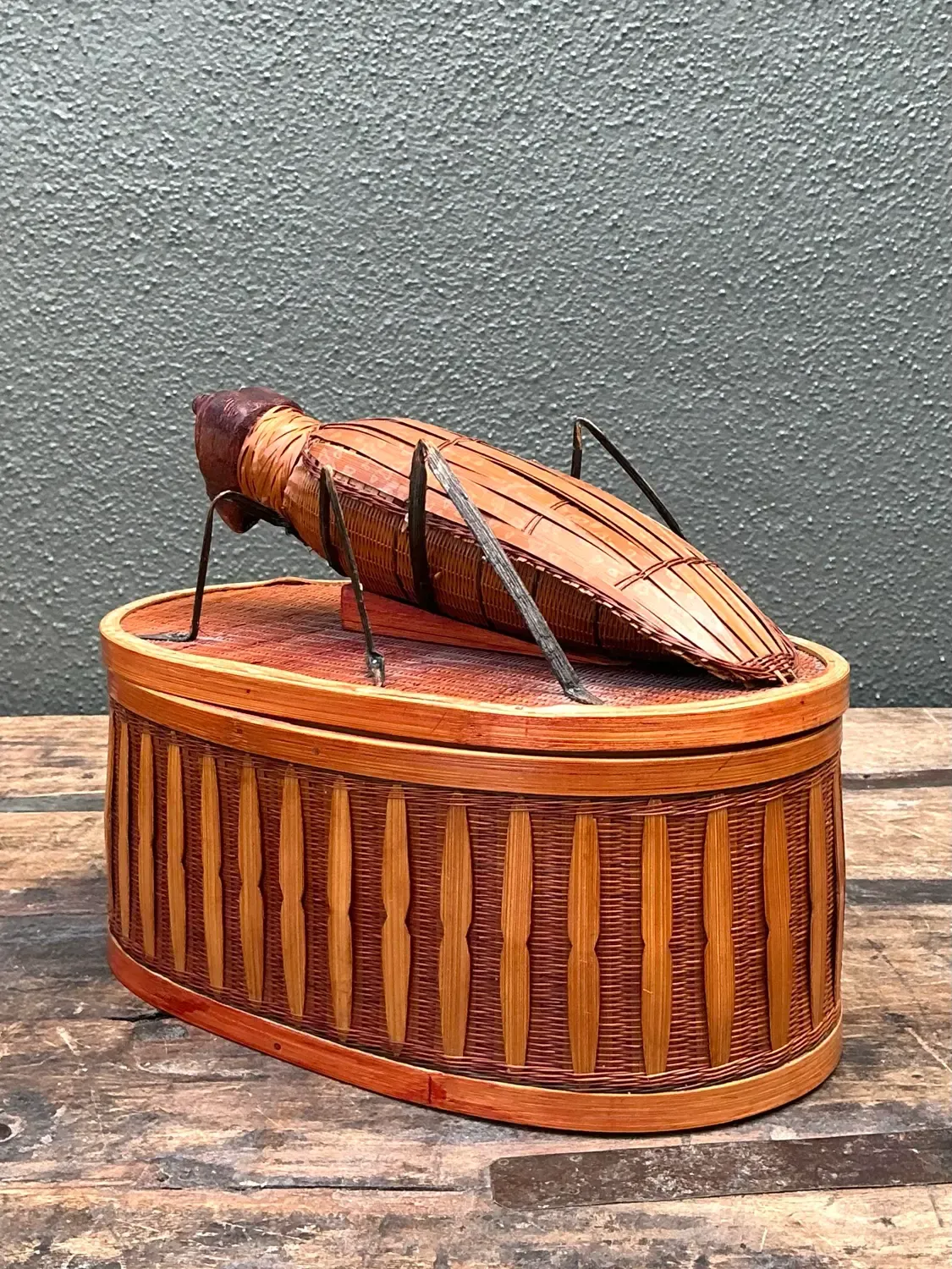 Vintage Shanghai Weave Woven Rattan Bug Box — additional photo 8