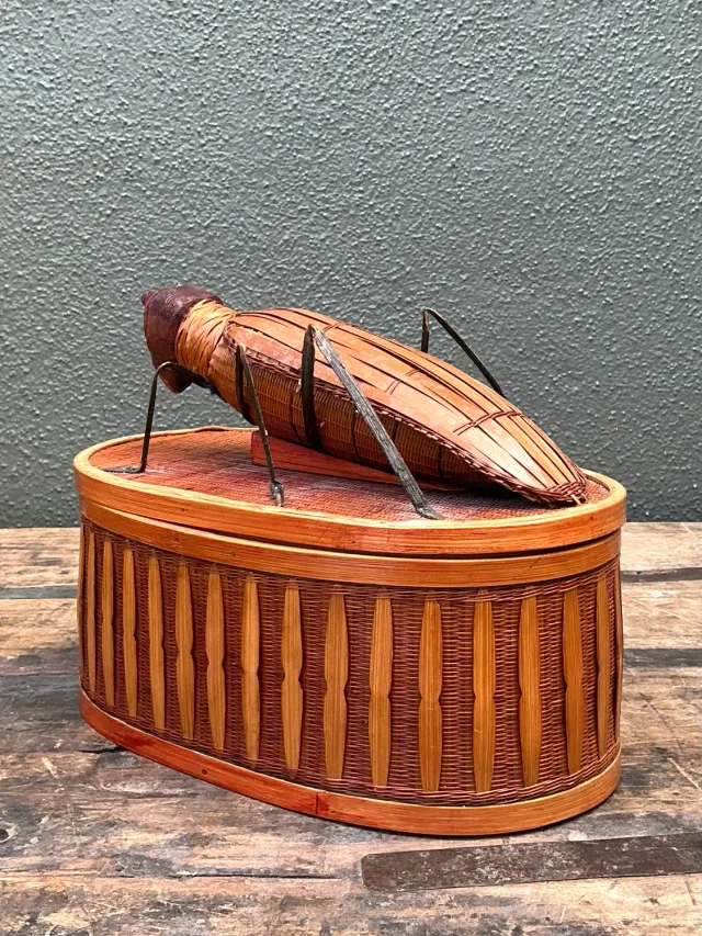Vintage Shanghai Weave Woven Rattan Bug Box — additional photo 8