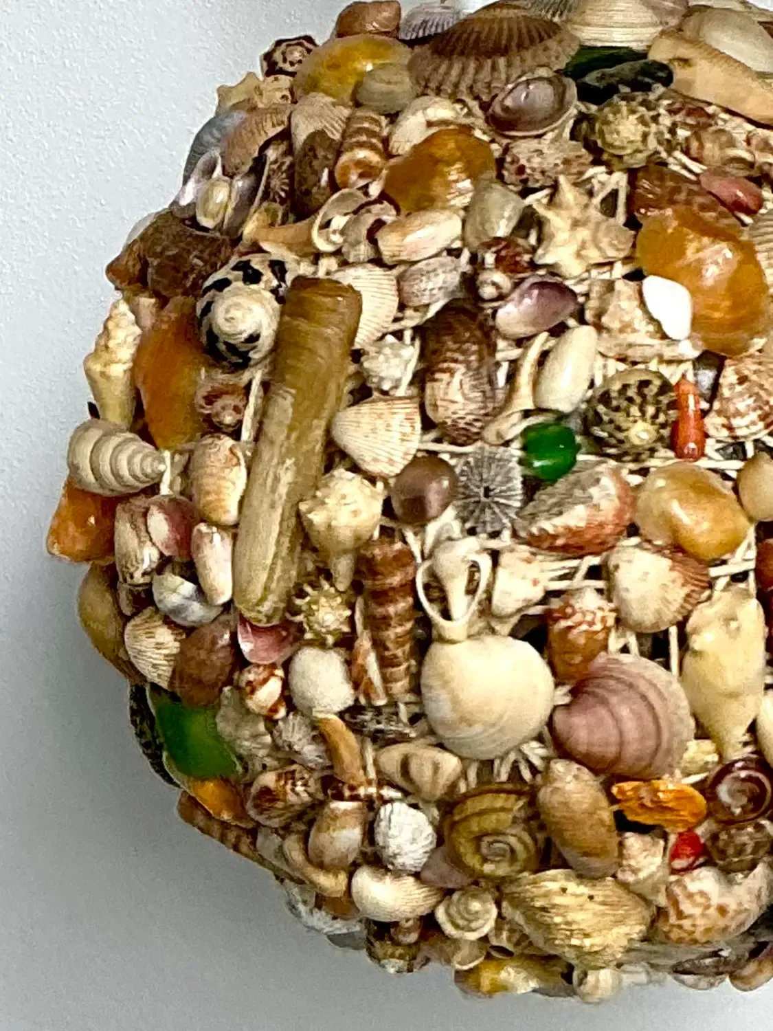 Vintage Shell Encrusted Sphere Hanging Light — additional photo 5