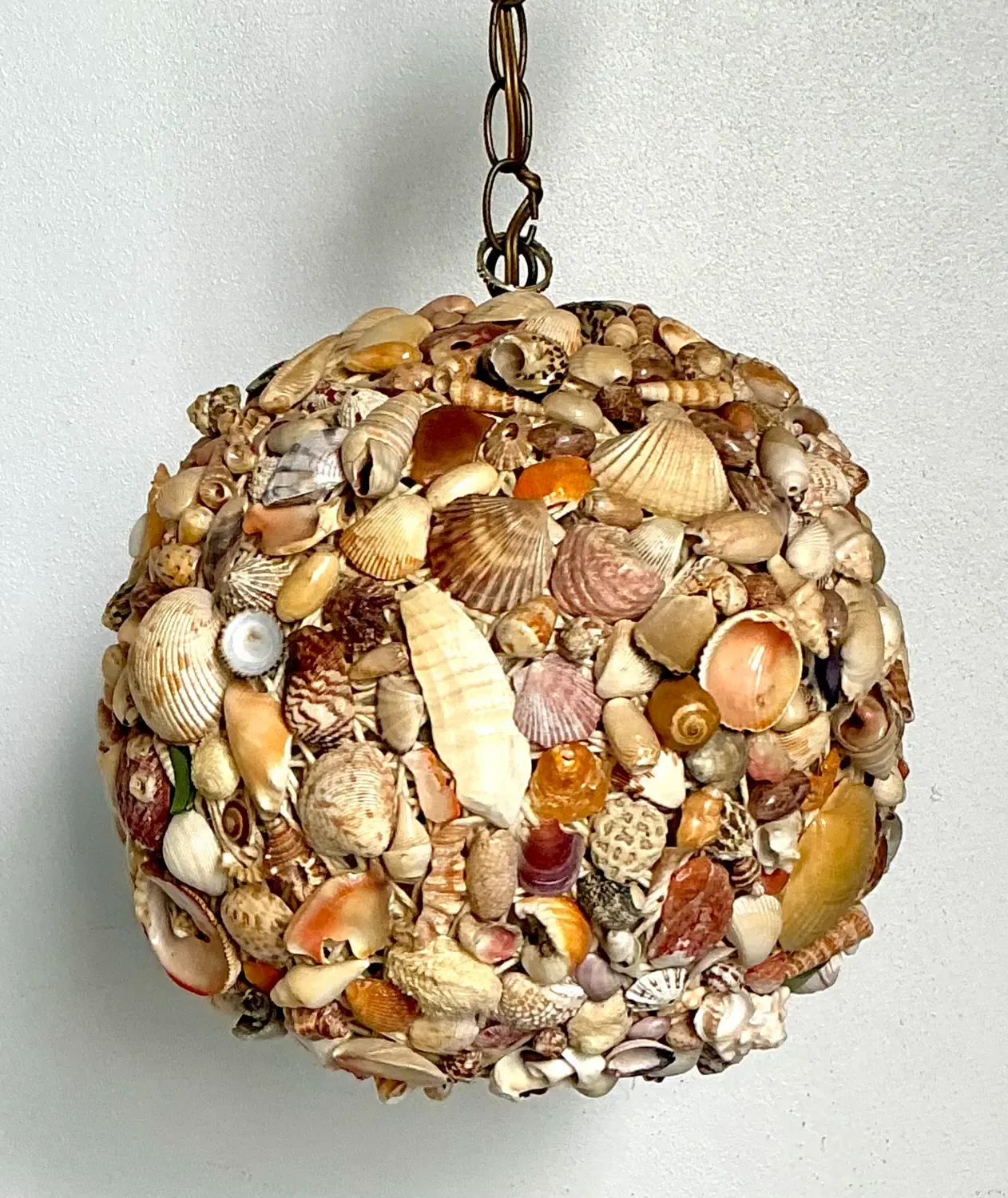 Vintage Shell Encrusted Sphere Hanging Light — additional photo 7