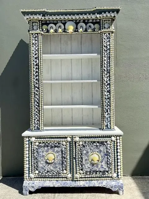 Vintage Shell Encrusted Tall Etagere — additional photo 1