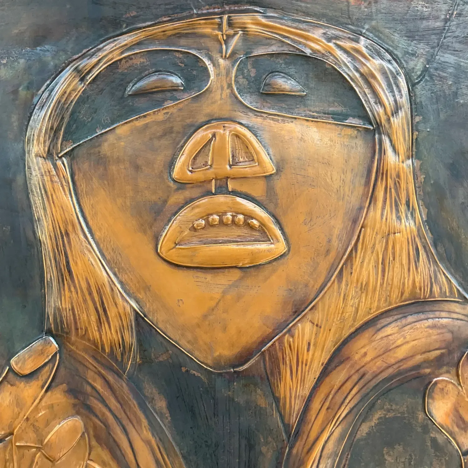 Vintage Signed Hand Hammered Copper Face — additional photo 8