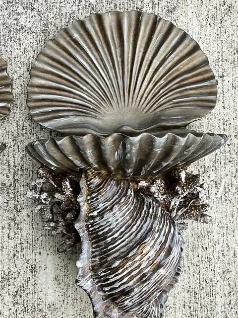 Vintage Silvered Clam Shell Brackets - A Pair — additional photo 4