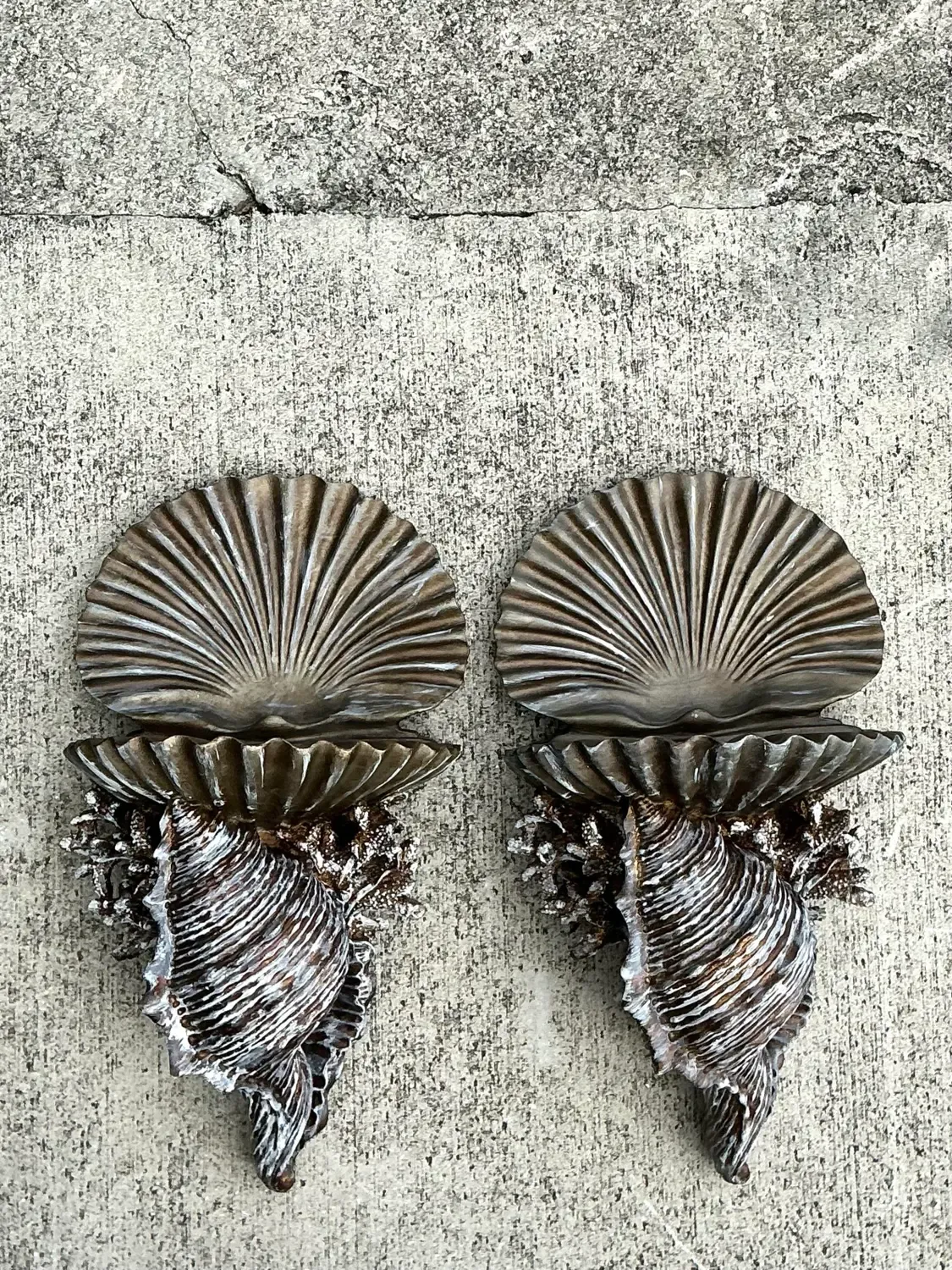 Vintage Silvered Clam Shell Brackets - A Pair — additional photo 6
