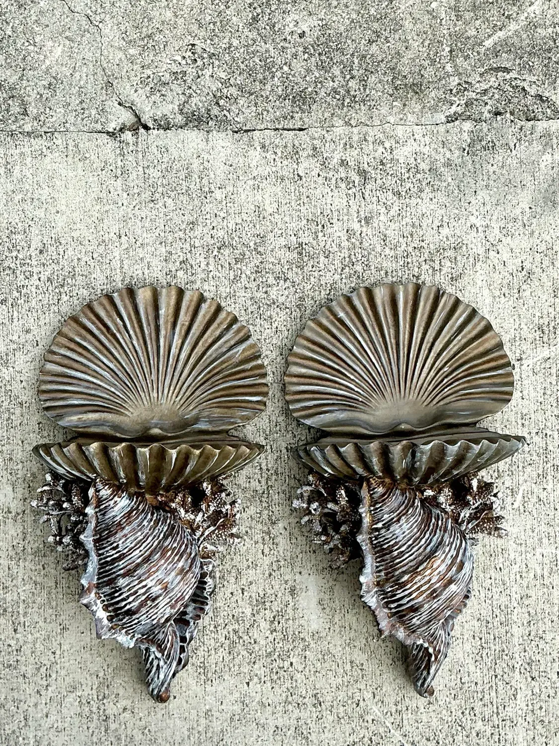 Vintage Silvered Clam Shell Brackets - A Pair — additional photo 7