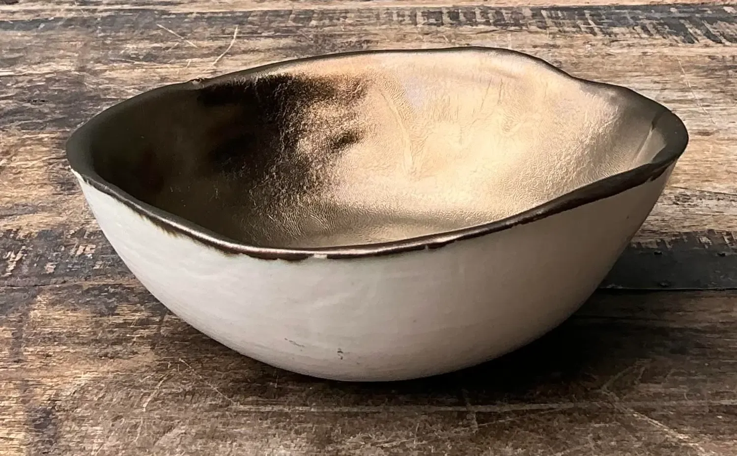 Vintage Slab Built Bronzed Studio Pottery Bowl — additional photo 2