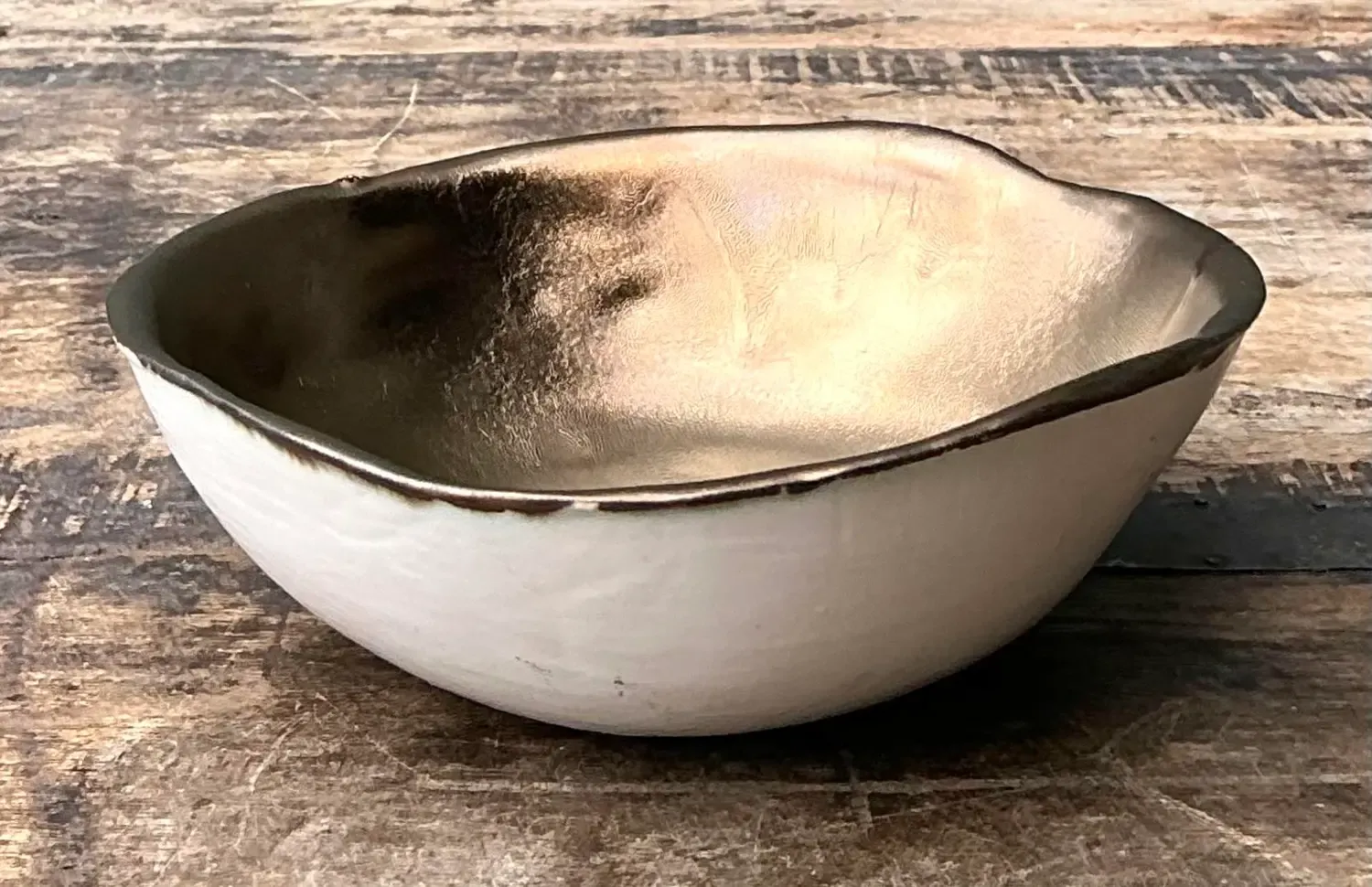 Vintage Slab Built Bronzed Studio Pottery Bowl — additional photo 3