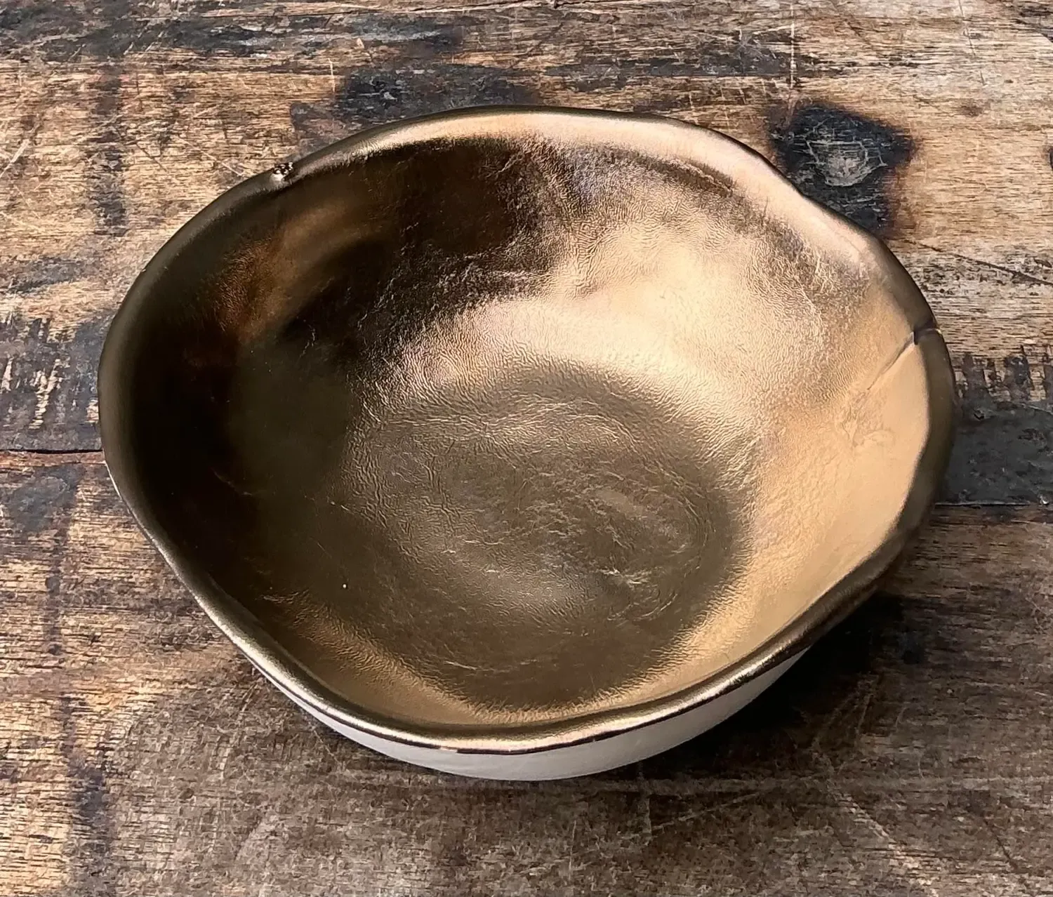 Vintage Slab Built Bronzed Studio Pottery Bowl — additional photo 4