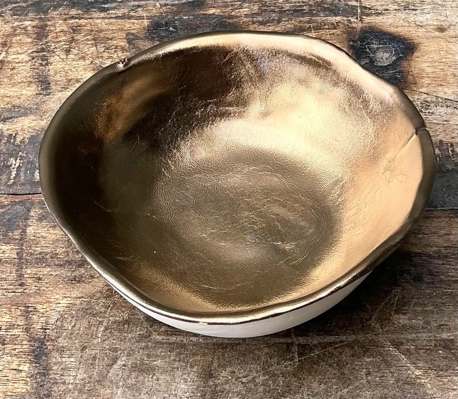 Vintage Slab Built Bronzed Studio Pottery Bowl — additional photo 5