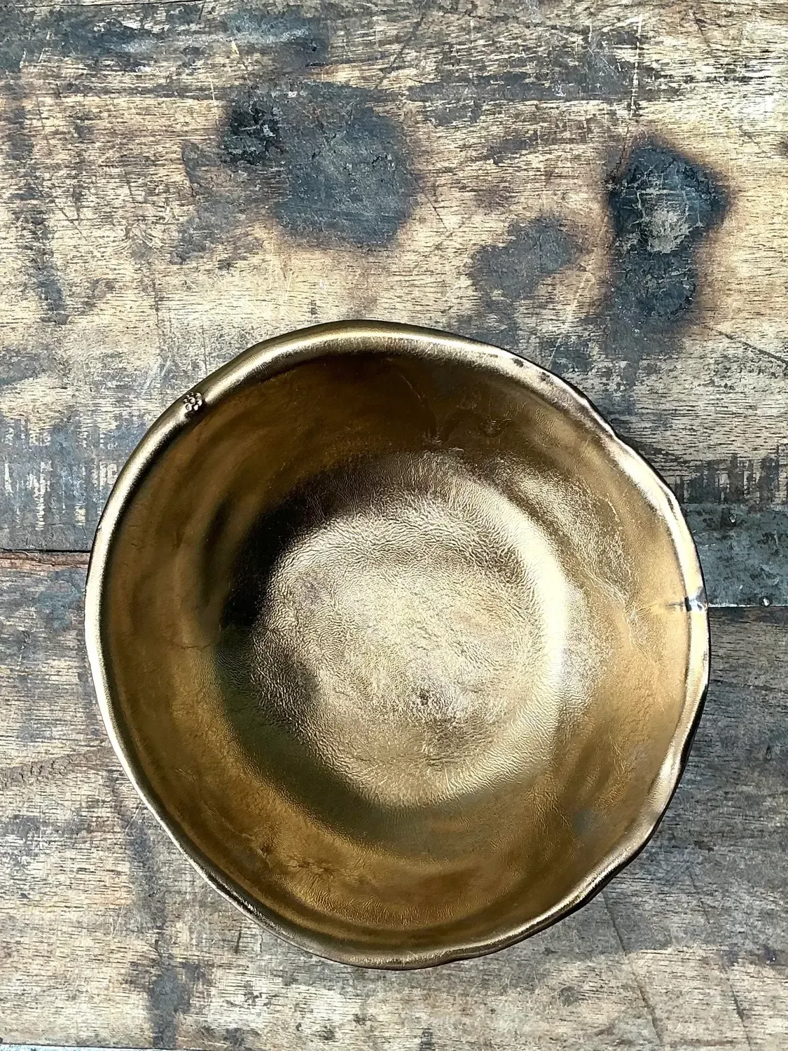 Vintage Slab Built Bronzed Studio Pottery Bowl — additional photo 6