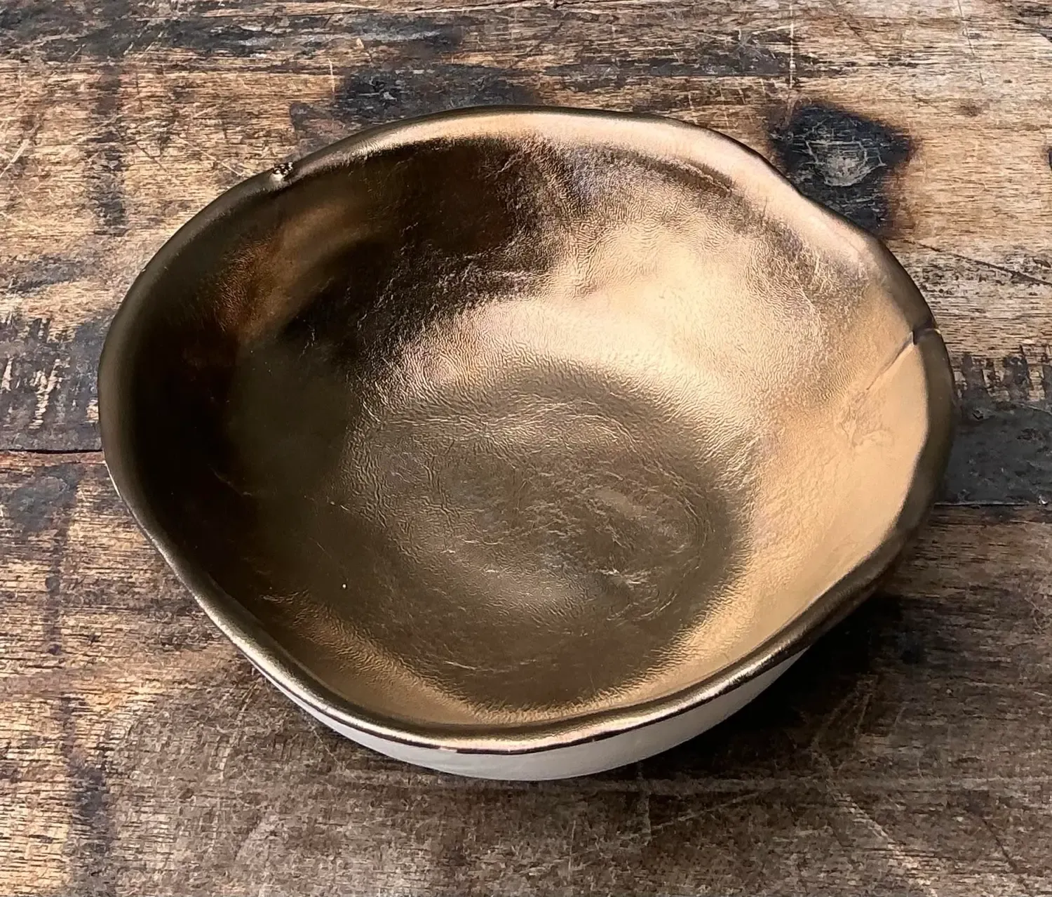 Vintage Slab Built Bronzed Studio Pottery Bowl — additional photo 7
