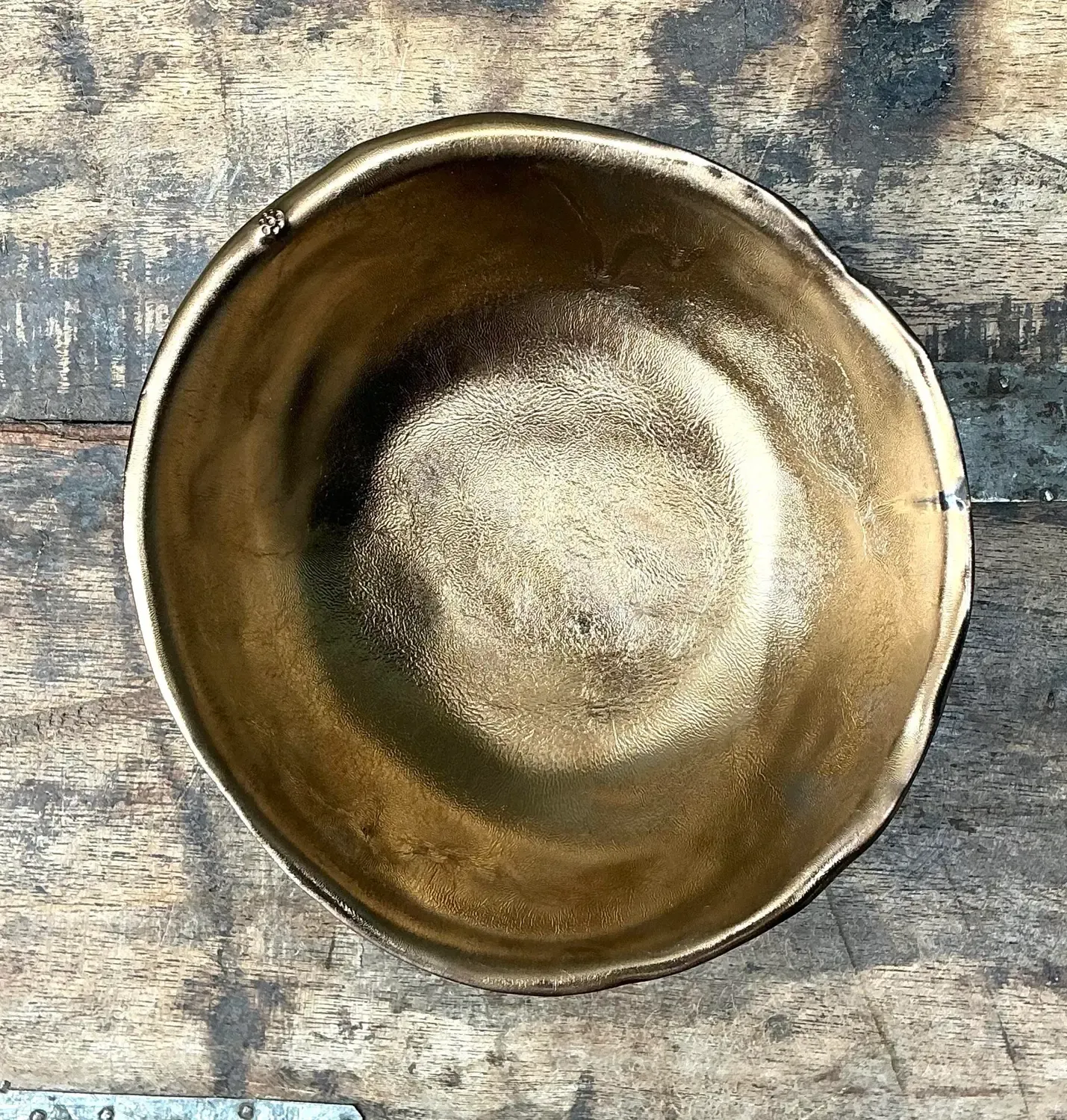 Vintage Slab Built Bronzed Studio Pottery Bowl — additional photo 8
