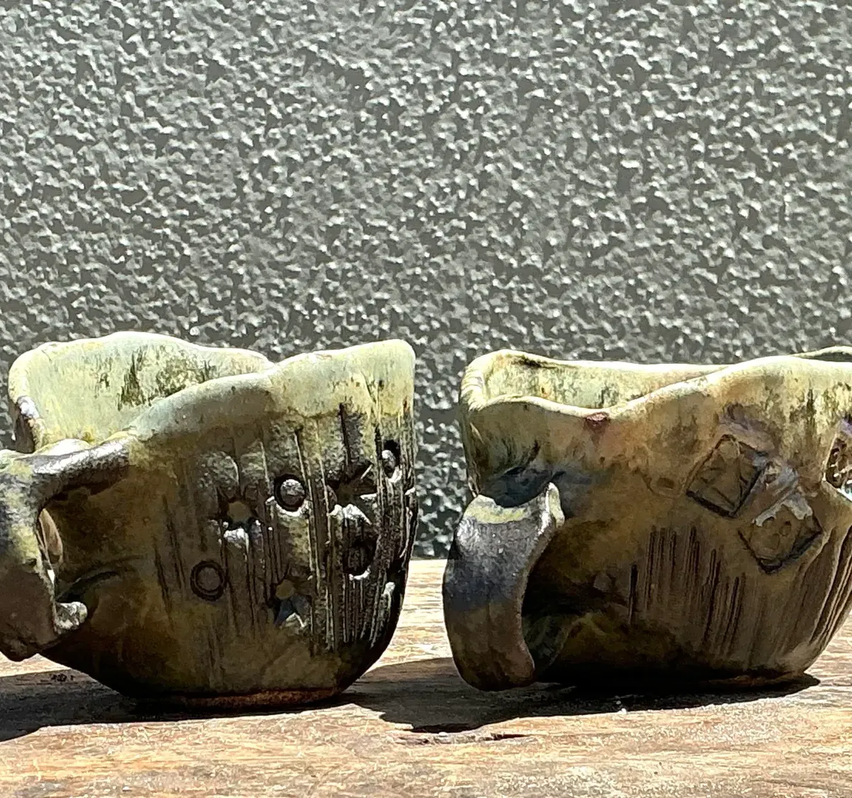 Vintage Slab Built Studio Pottery Cups - A Pair — additional photo 3