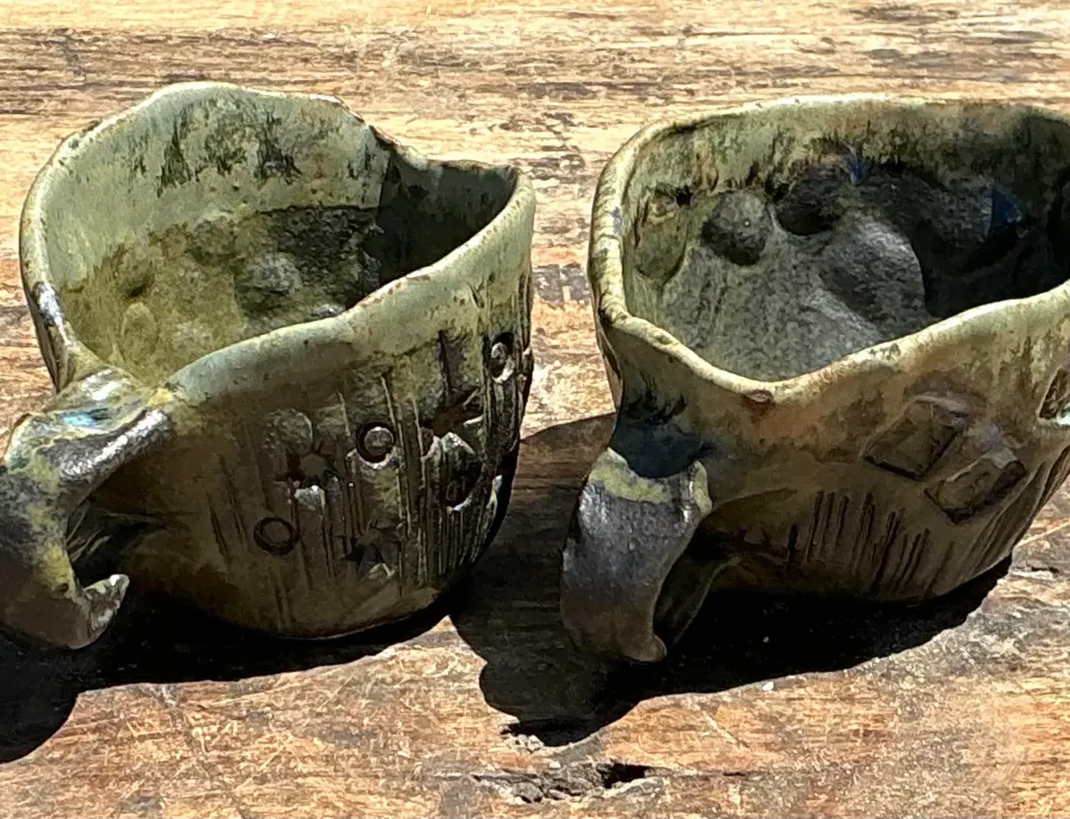 Vintage Slab Built Studio Pottery Cups - A Pair — additional photo 5
