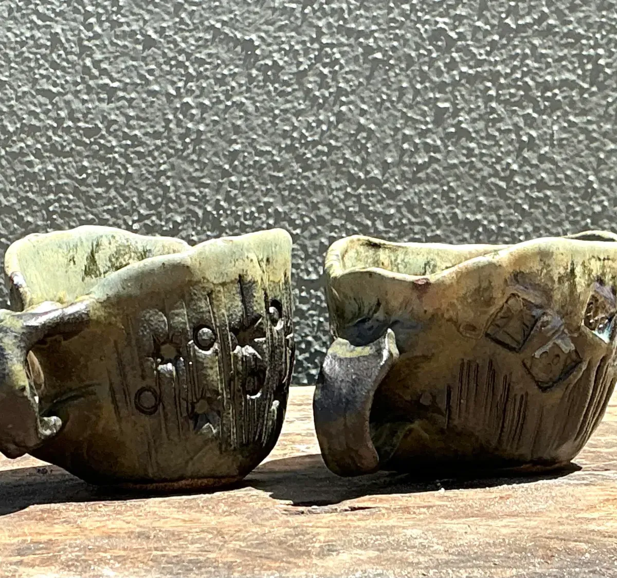 Vintage Slab Built Studio Pottery Cups - A Pair — additional photo 7