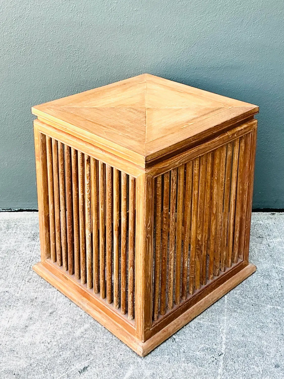 Vintage Slat Wood Side Table — additional photo 4