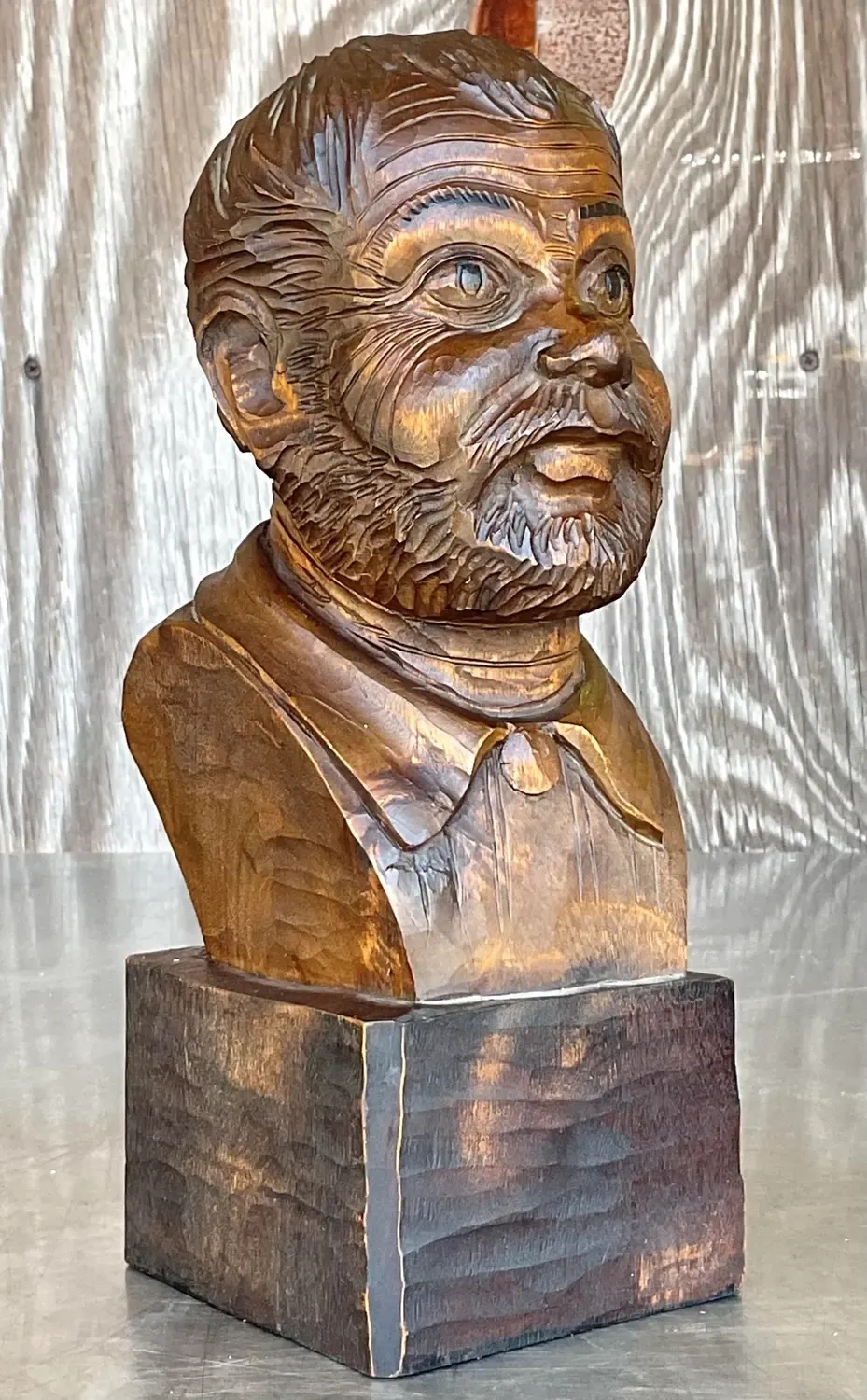 Vintage Spanish Hand Carved Bust of Man — additional photo 2