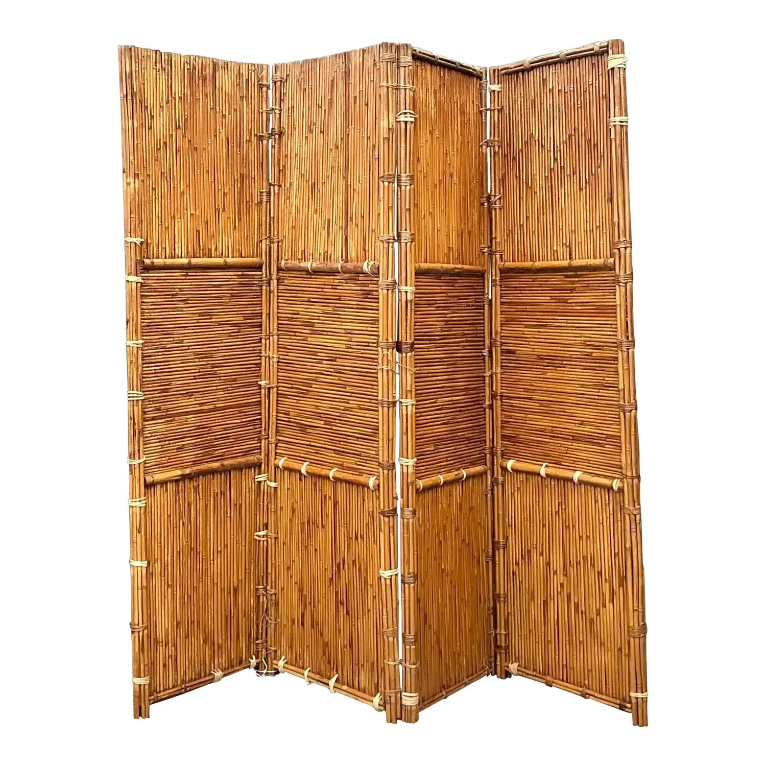 Vintage Split Bamboo Folding Screen — additional photo 1