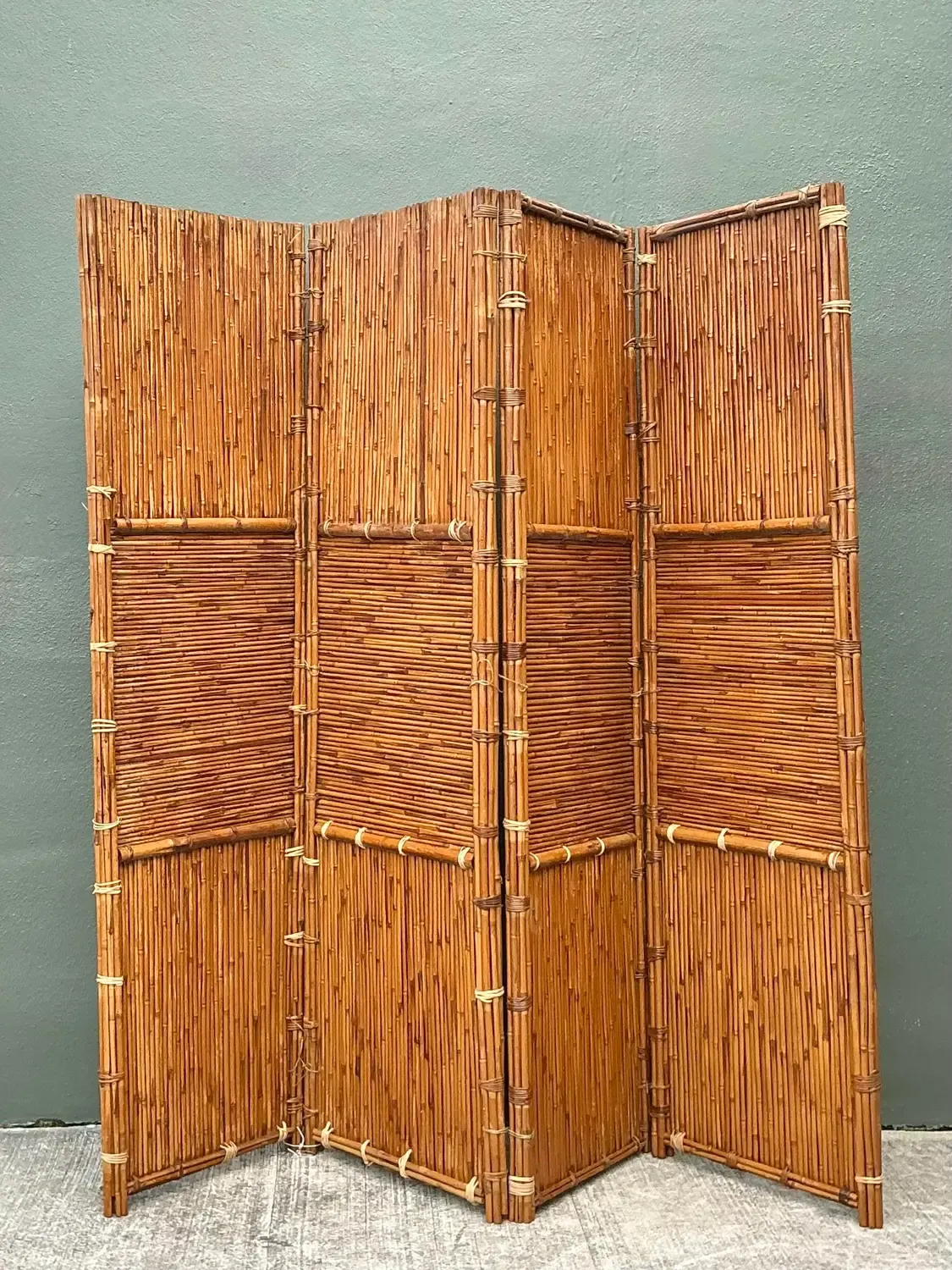 Vintage Split Bamboo Folding Screen — additional photo 3
