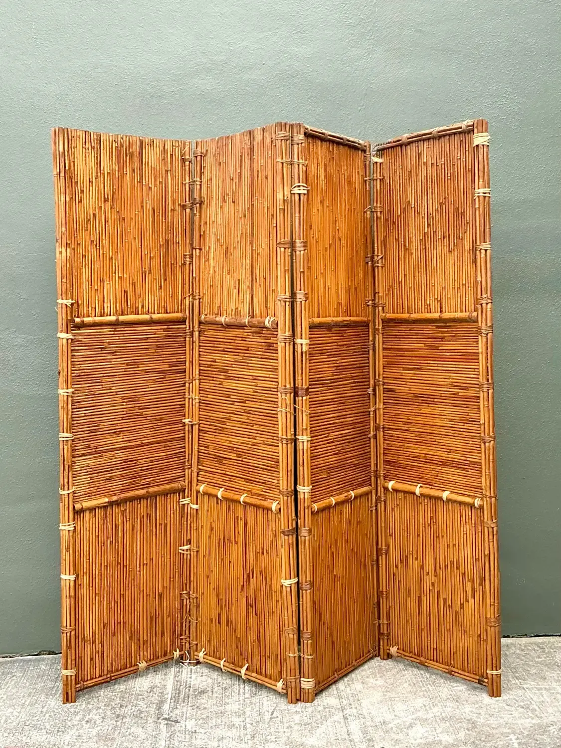Vintage Split Bamboo Folding Screen — additional photo 4
