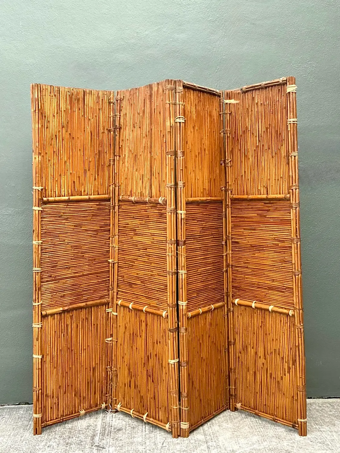 Vintage Split Bamboo Folding Screen — additional photo 5