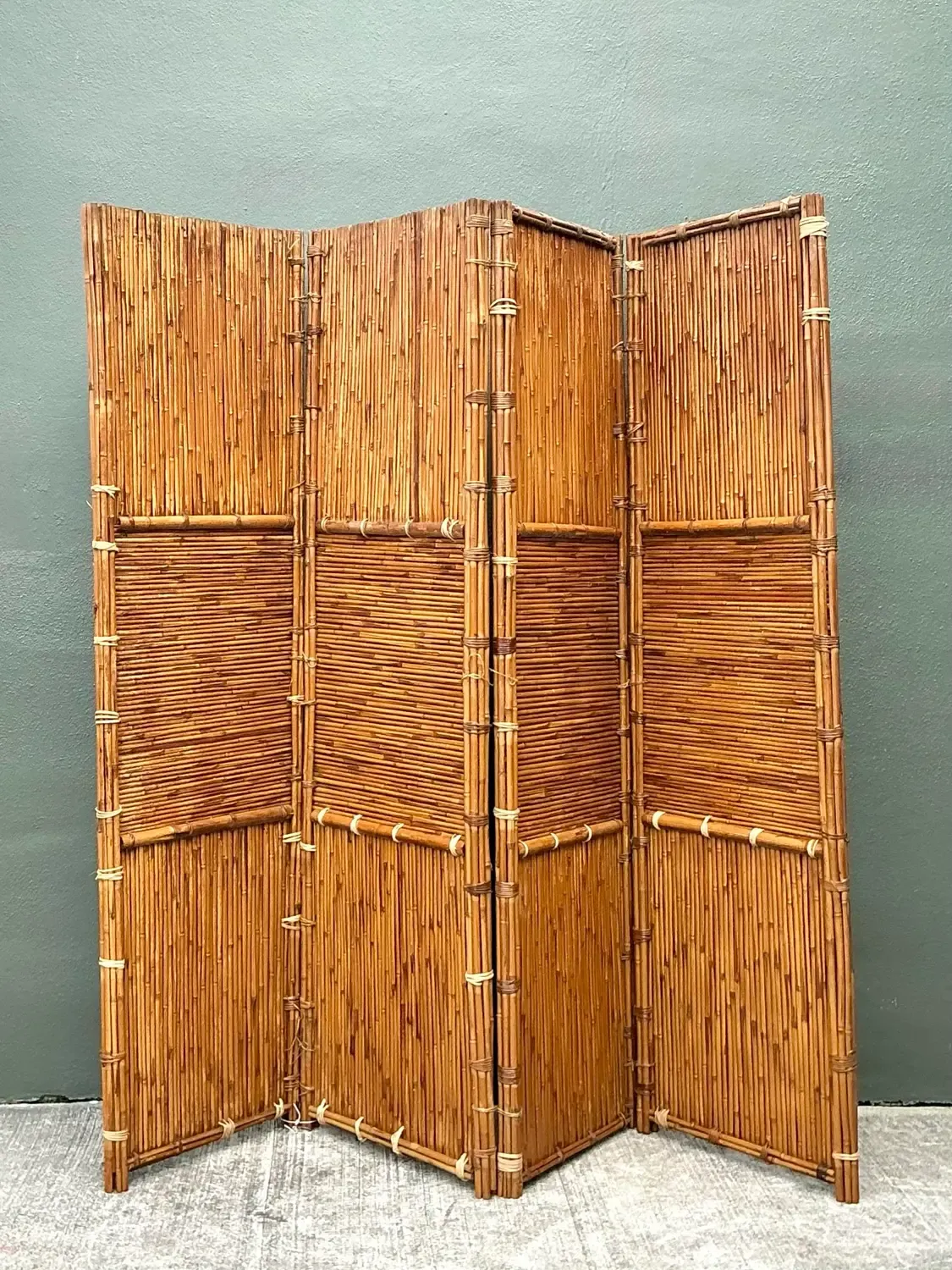 Vintage Split Bamboo Folding Screen — additional photo 6