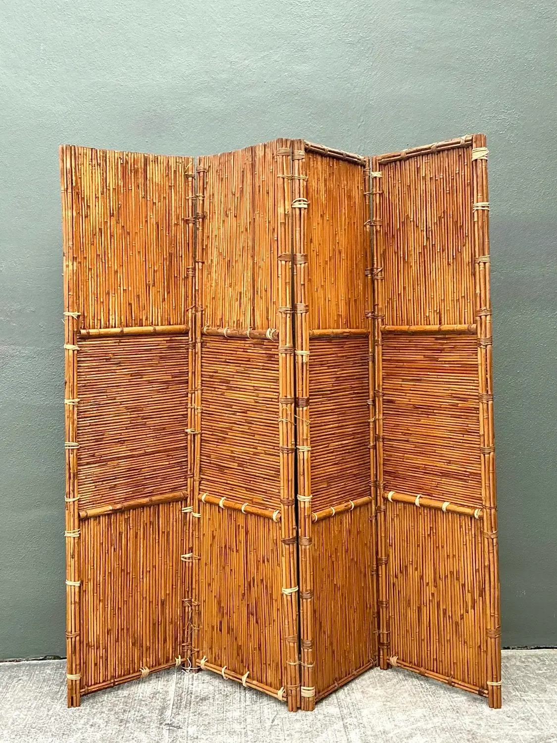 Vintage Split Bamboo Folding Screen — additional photo 7