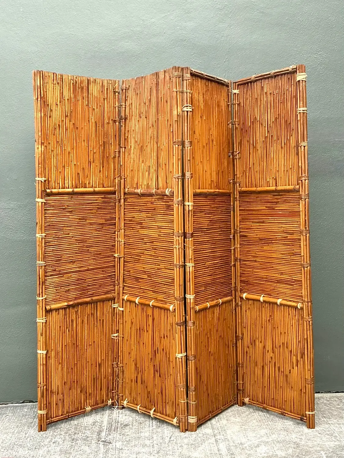 Vintage Split Bamboo Folding Screen — additional photo 8