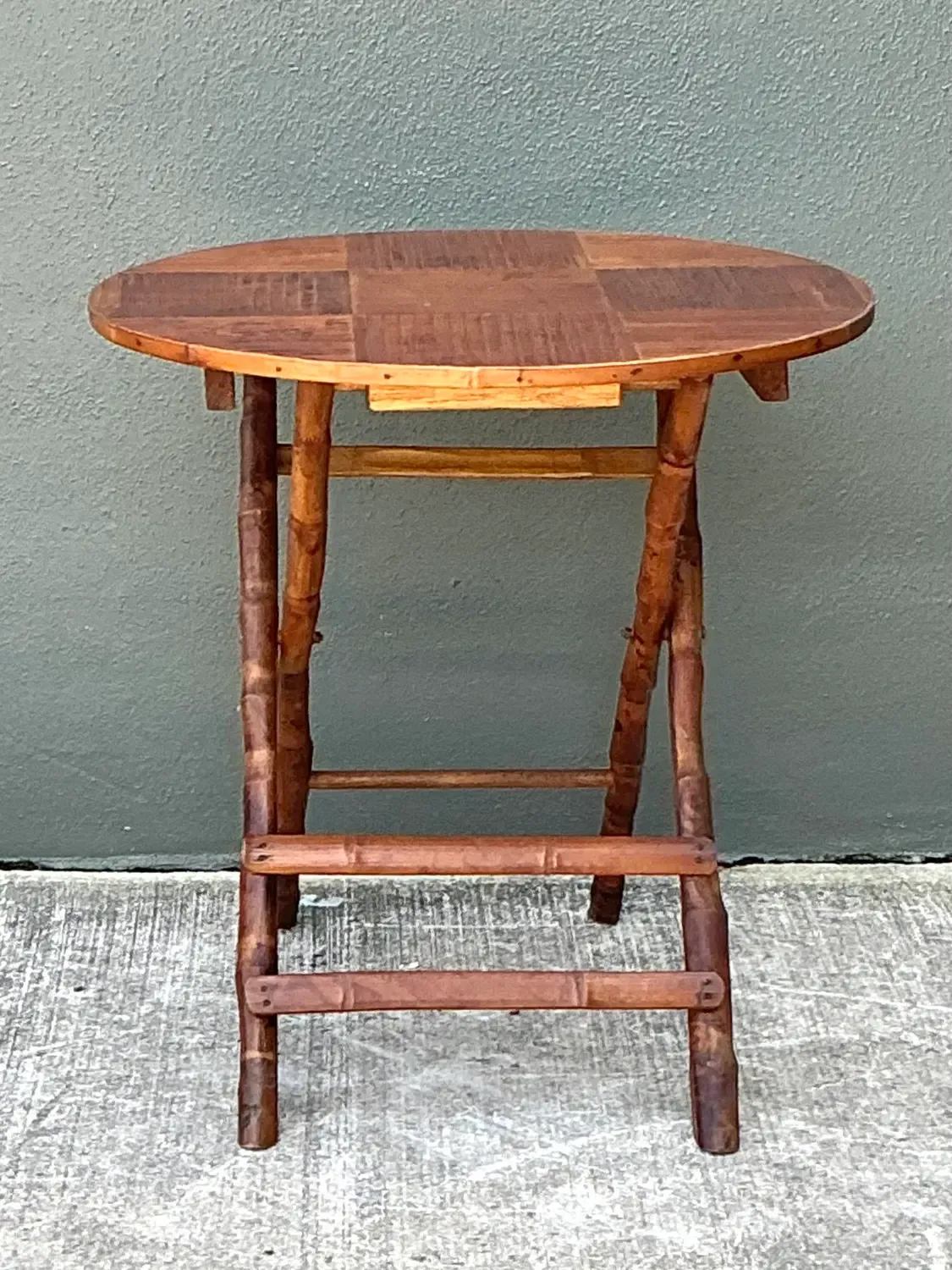 Vintage Split Bamboo Folding Table — additional photo 2
