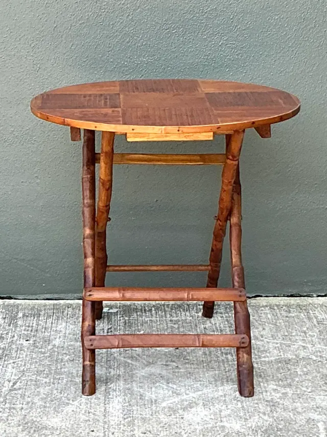 Vintage Split Bamboo Folding Table — additional photo 2