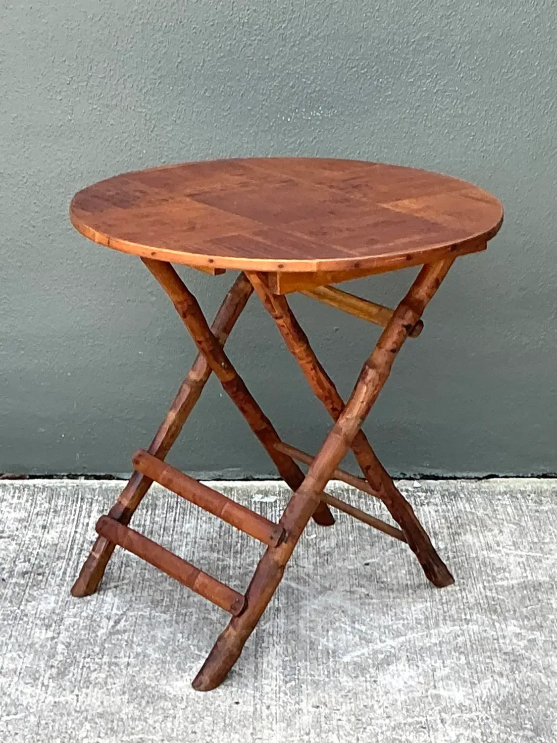 Vintage Split Bamboo Folding Table — additional photo 3
