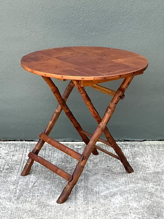 Vintage Split Bamboo Folding Table — additional photo 3