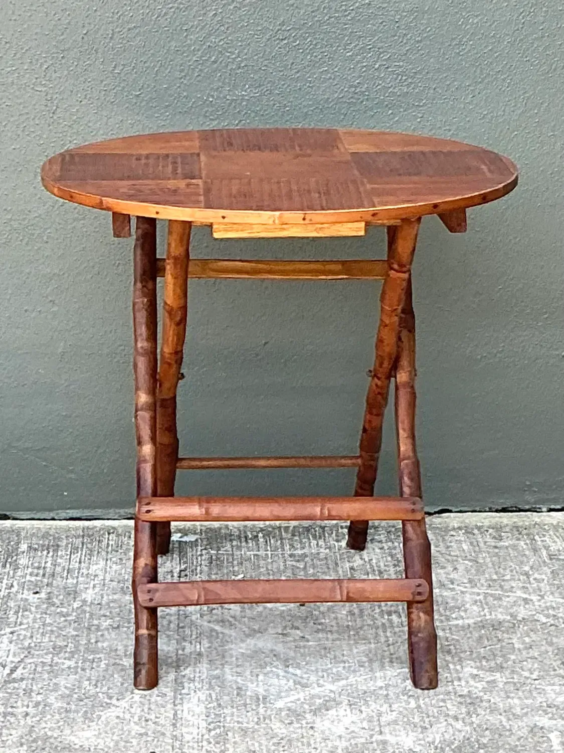 Vintage Split Bamboo Folding Table — additional photo 4