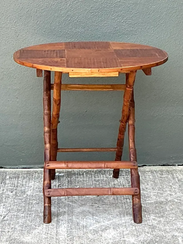 Vintage Split Bamboo Folding Table — additional photo 4