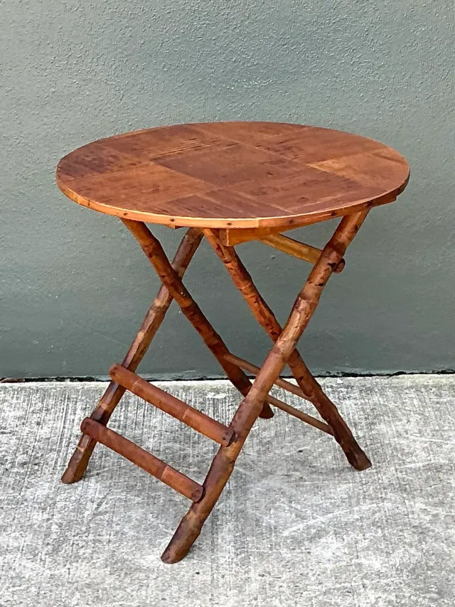 Vintage Split Bamboo Folding Table — additional photo 6