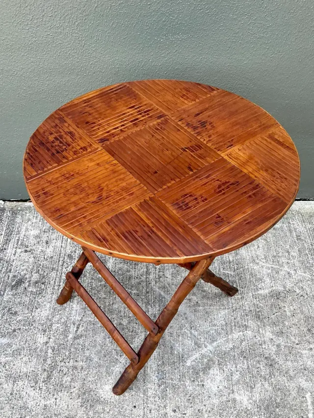 Vintage Split Bamboo Folding Table — additional photo 7