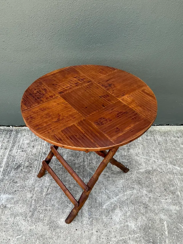 Vintage Split Bamboo Folding Table — additional photo 8