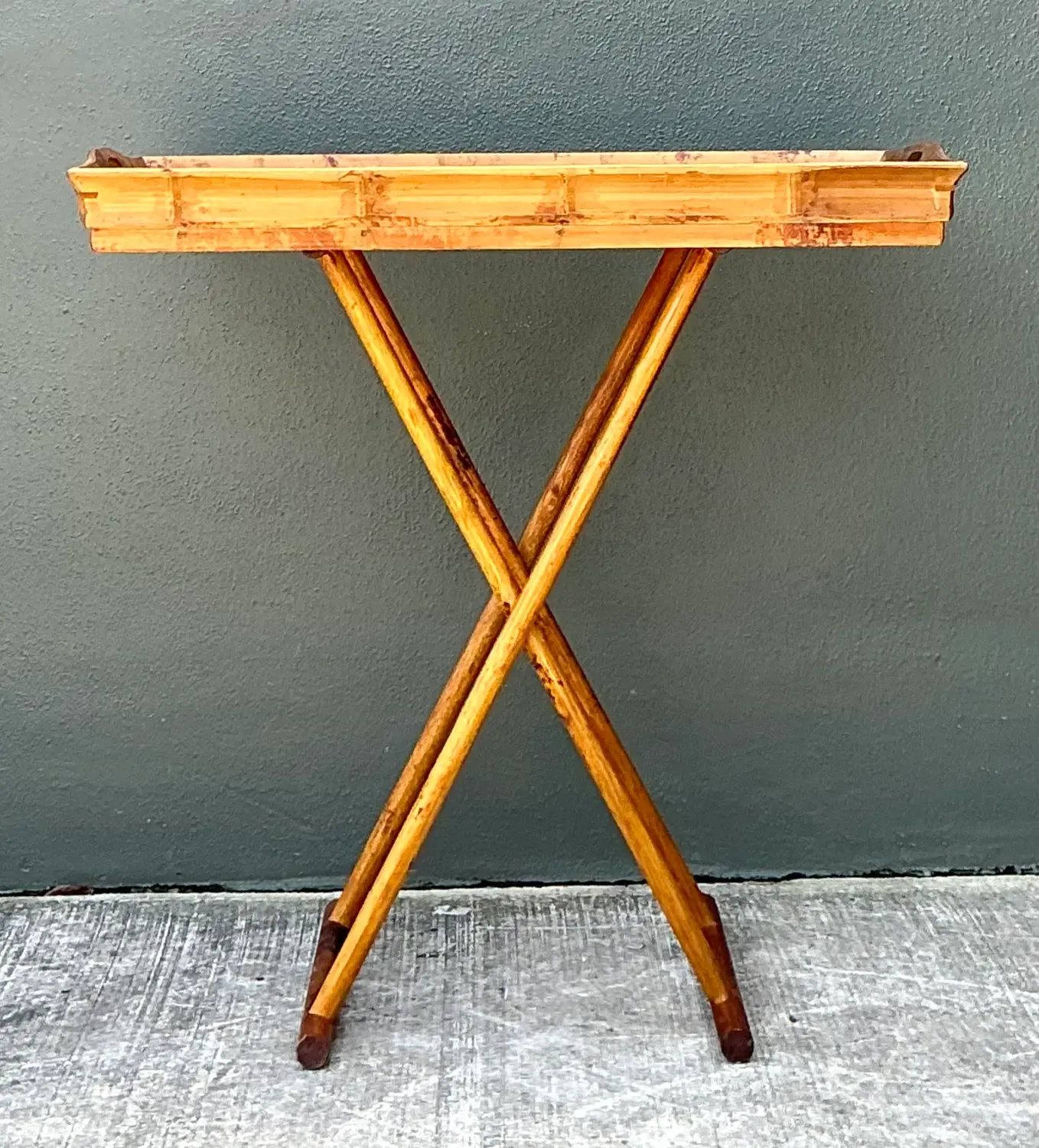 Vintage Split Bamboo Tray Table — additional photo 1