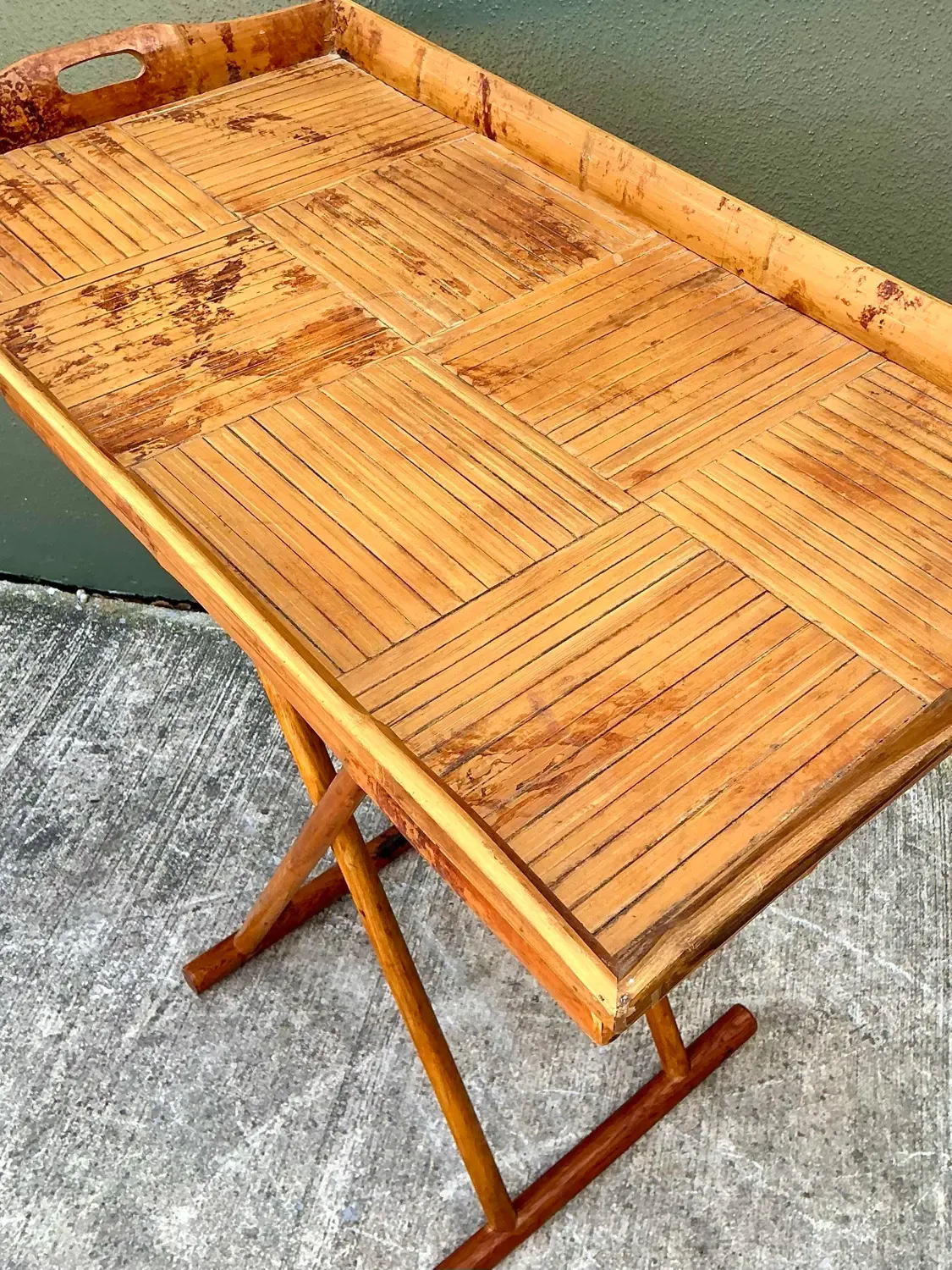 Vintage Split Bamboo Tray Table — additional photo 2