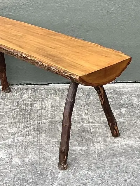 Vintage Split Log Bench — additional photo 2