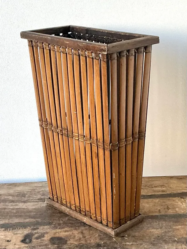 Vintage Split Rattan Umbrella Stand — additional photo 7