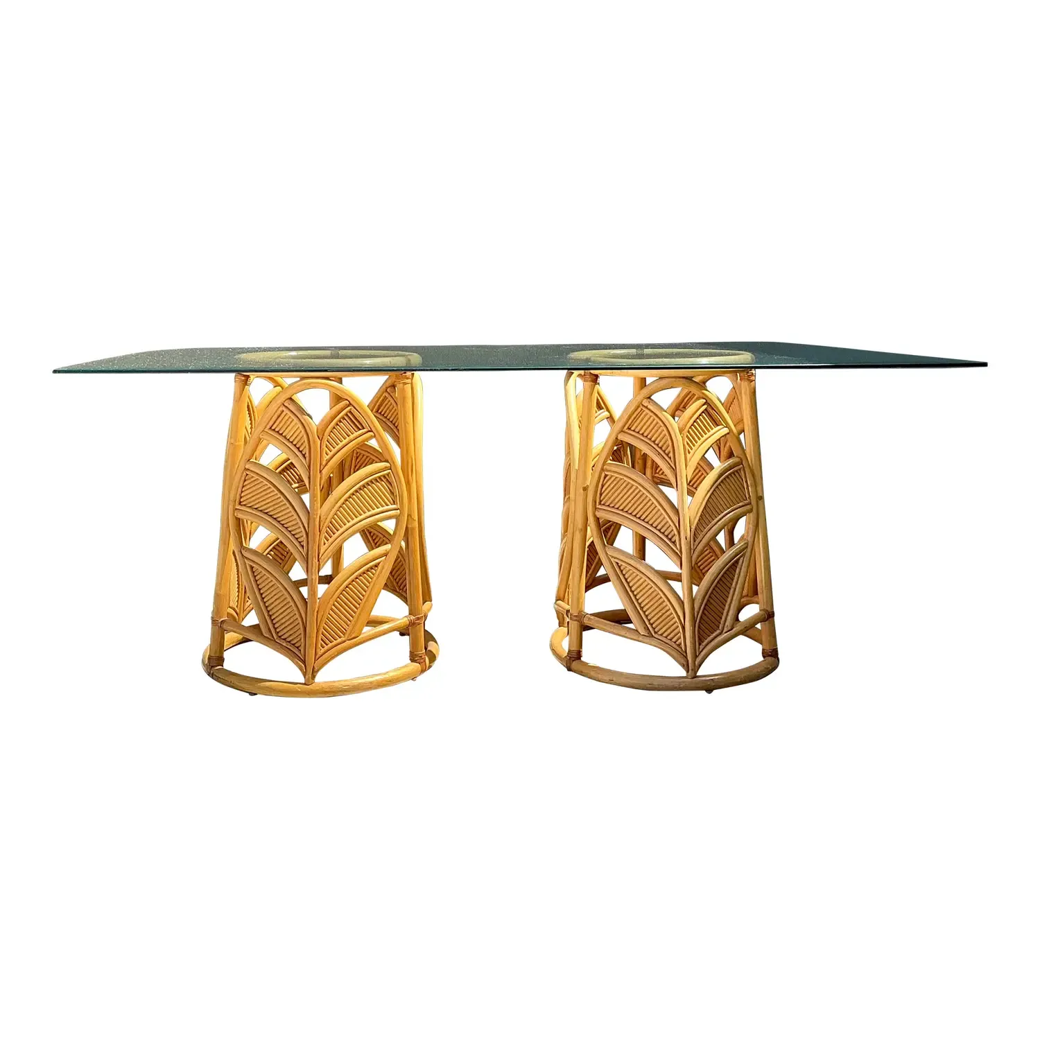 Vintage Split Reed Pedestal Dining Table