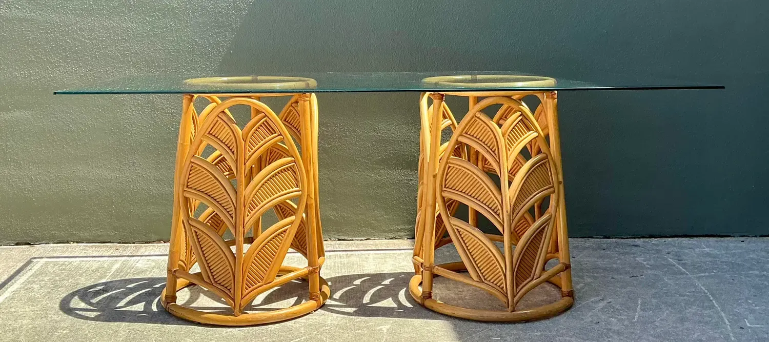 Vintage Split Reed Pedestal Dining Table — additional photo 5