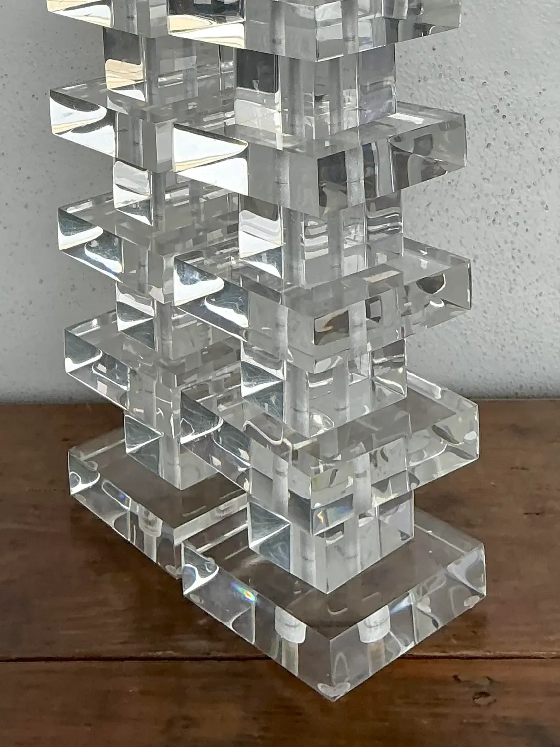 Vintage Stacked Lucite Blocks Lamps - A Pair — additional photo 3
