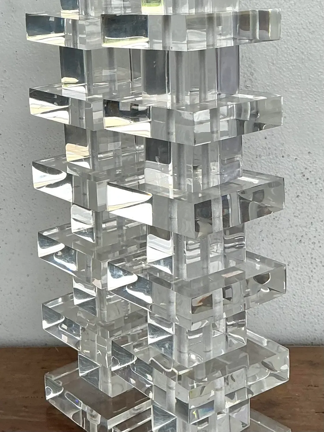 Vintage Stacked Lucite Blocks Lamps - A Pair — additional photo 5