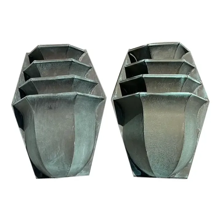 Vintage Stacked Patinated Copper Sconces - A Pair — additional photo 5