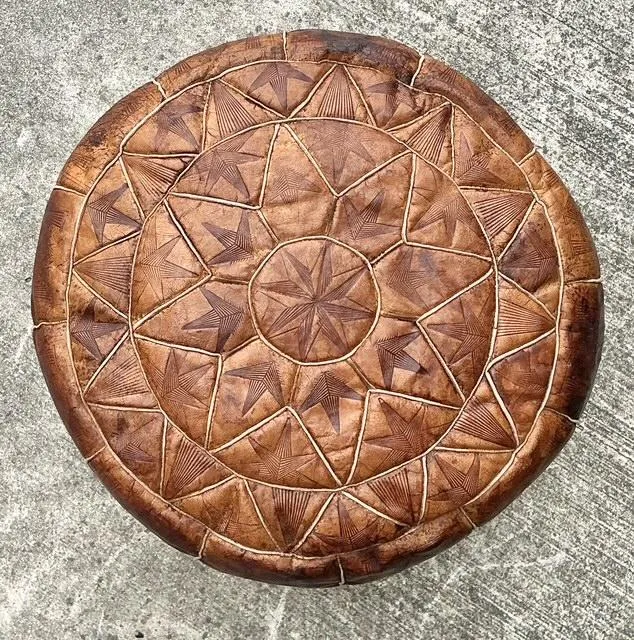 Vintage Star Tufted Leather Ottoman — additional photo 1
