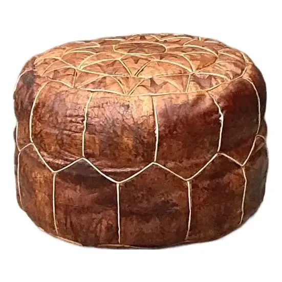 Vintage Star Tufted Leather Ottoman — additional photo 3
