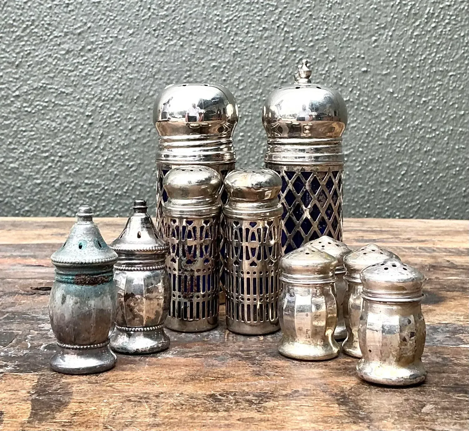 Vintage Sterling and Plate Assorted Salt Shakers - Set of 12 — additional photo 7